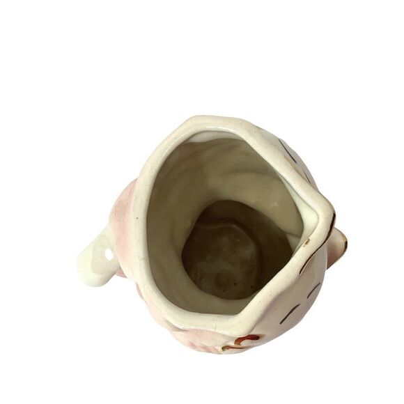 VIntage 1950's Shawnee Ceramic PInk Bird Owl Chick PItcher Creamer 6"  Gold Trim - Picture 5 of 10